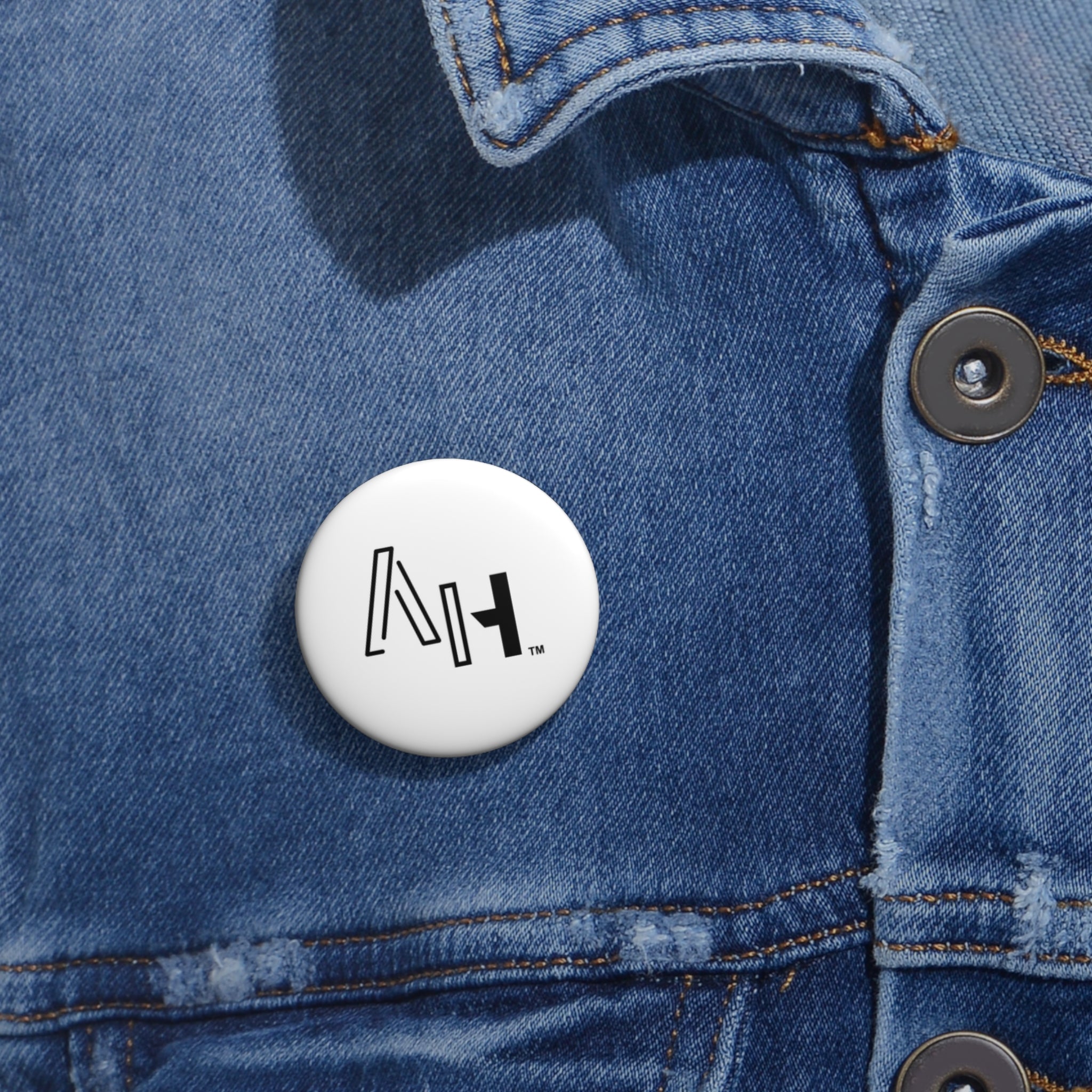 Pin Button — Minimal Black Logo Button Pin